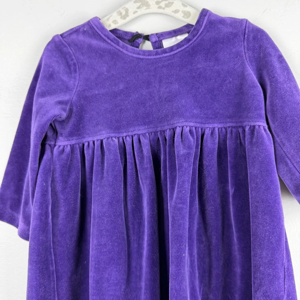 Hanna Andersson Purple Velour Long Sleeve Playdress 60 cm 3-6 months